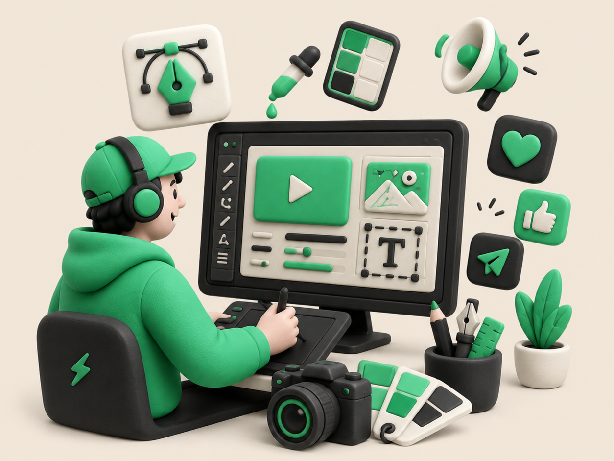 Media och visuell profil — illustration