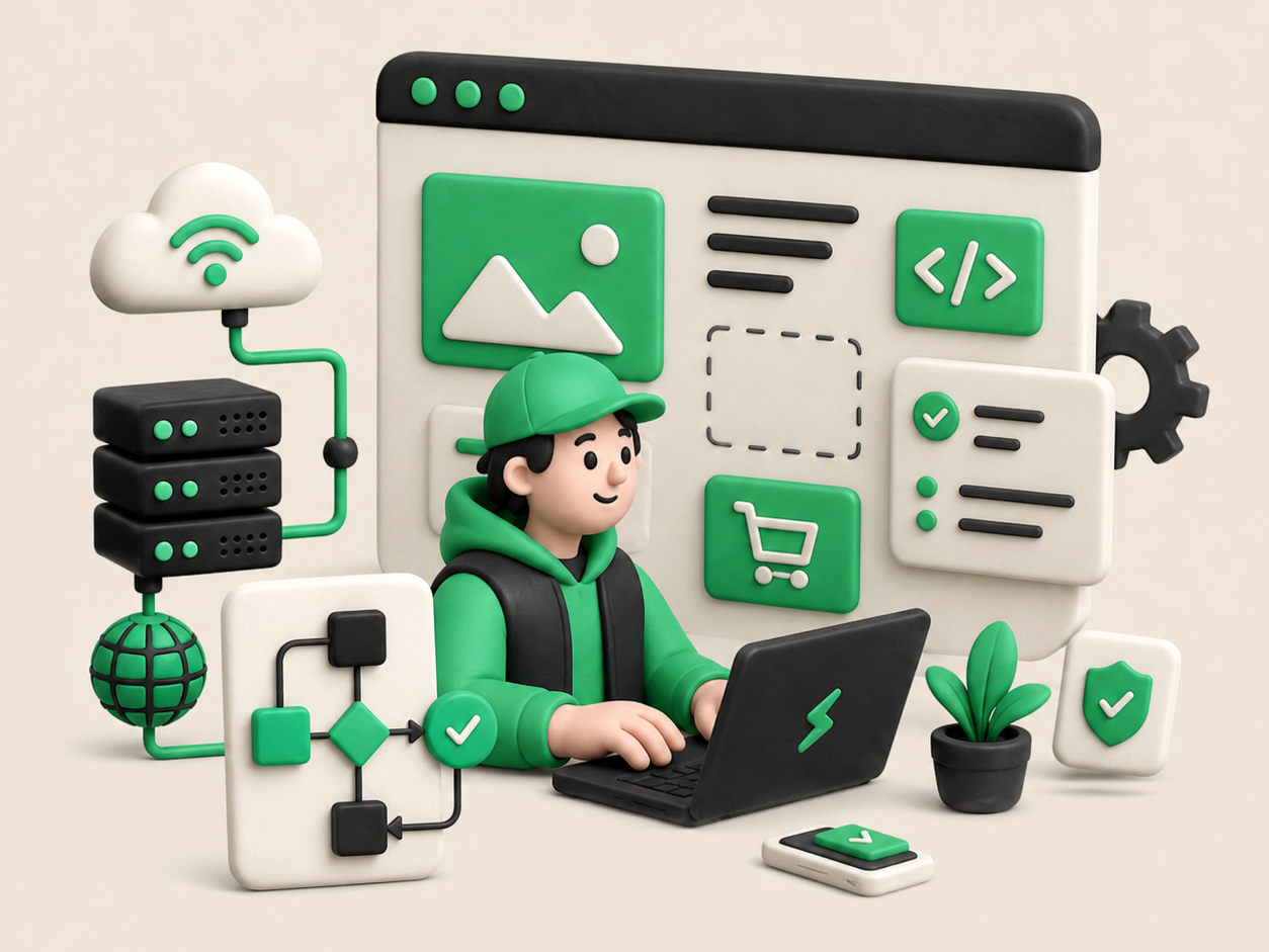Webb och digitala system — illustration